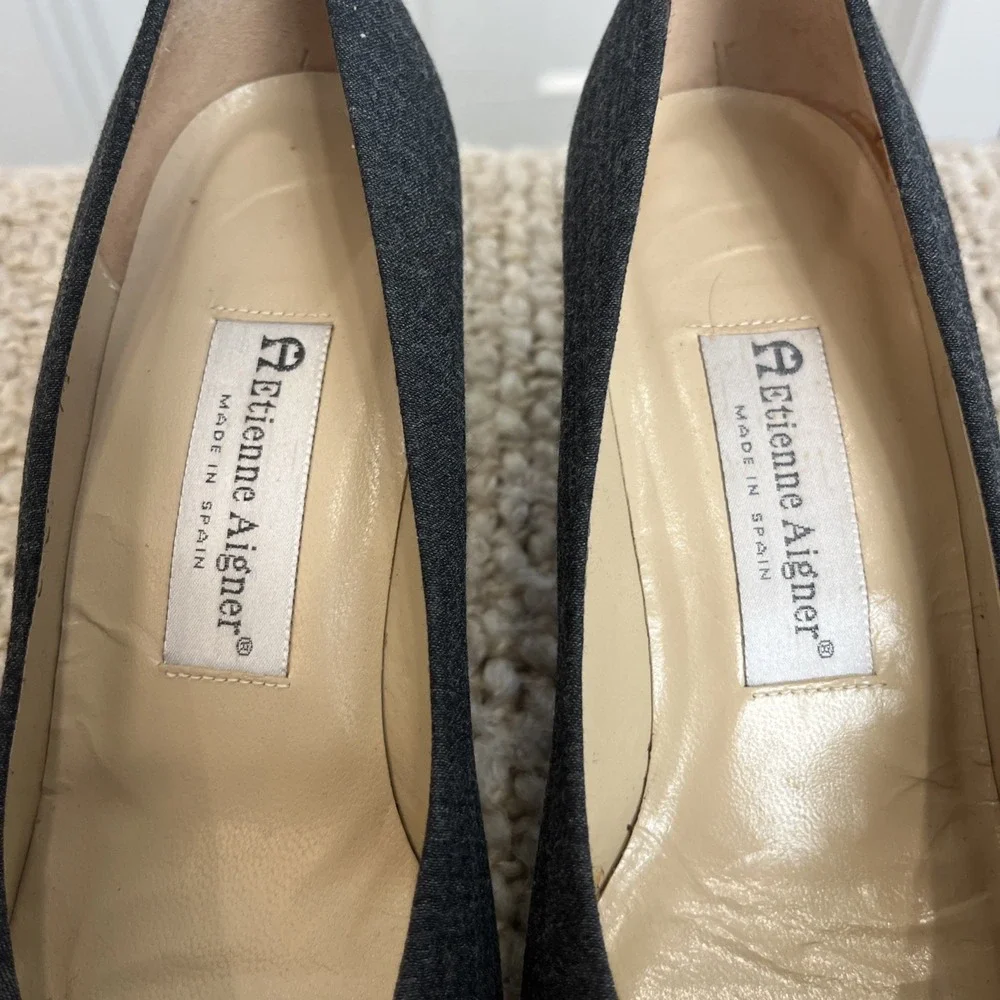 Etienne Aigner Women's‎ Gray Charcoal Taylor Shoes Pumps Block Heels Size 7.5 M